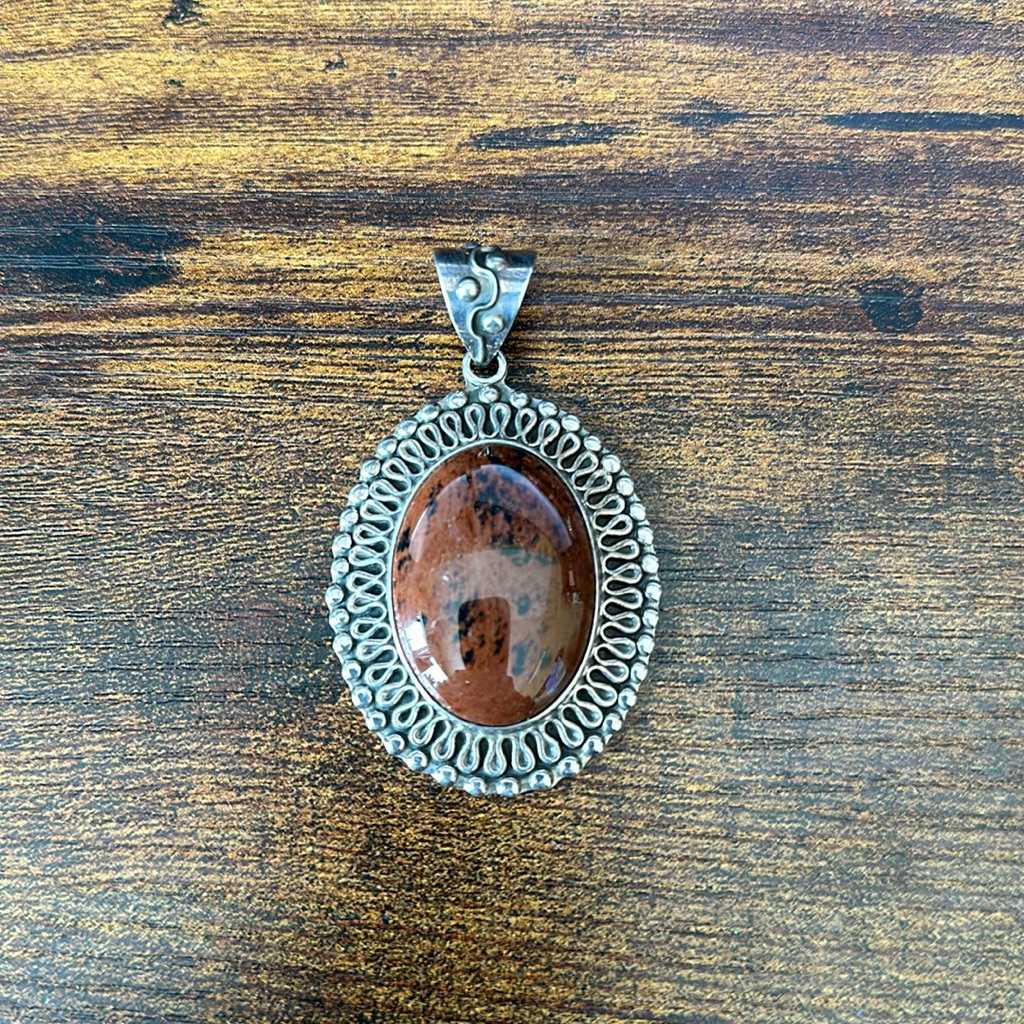Qvc Sterling Silver 925 Coffee Obsidian Pendant Necklace 65$